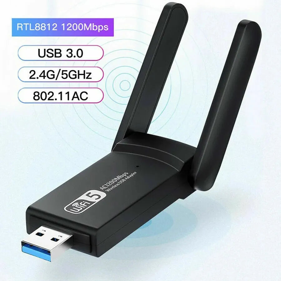 AC1200 Dual Band 1200Mbps USB 3.0 WiFi Adapter Long Range Antennas