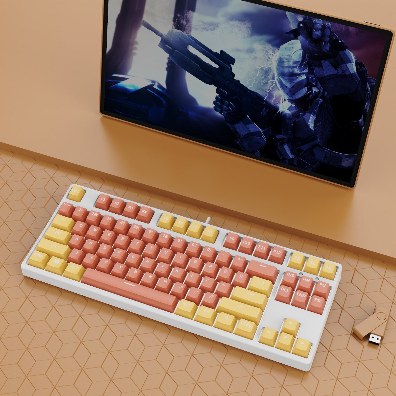 87 Key Wired Two Colors Mechanical Keyboard