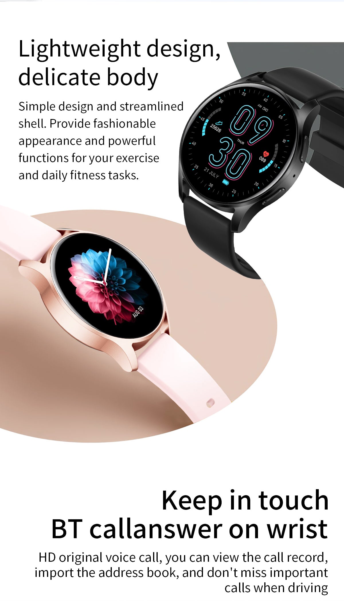 Trendy Smart Watch With Call Answering Fitness Tracker Pedometer Notifications