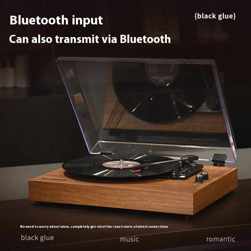 Retro Bluetooth Vinyl Record Player Phonograph Integrated Audio System