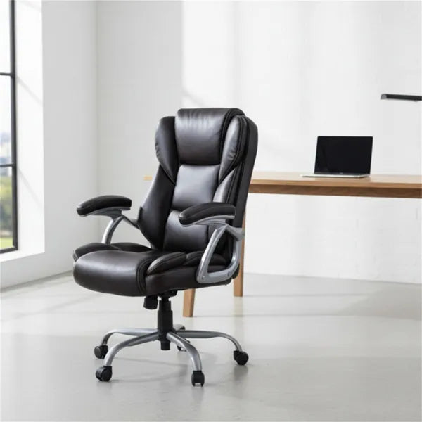 Ergonomic Executive Office Chair Adjustable Height Recline Brown