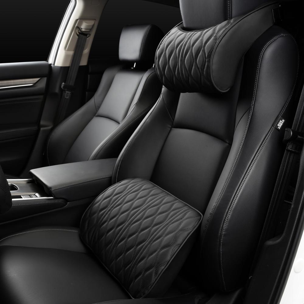 Car Headrest Neck Pillow Lumbar Support Set Universal Seat Cushion