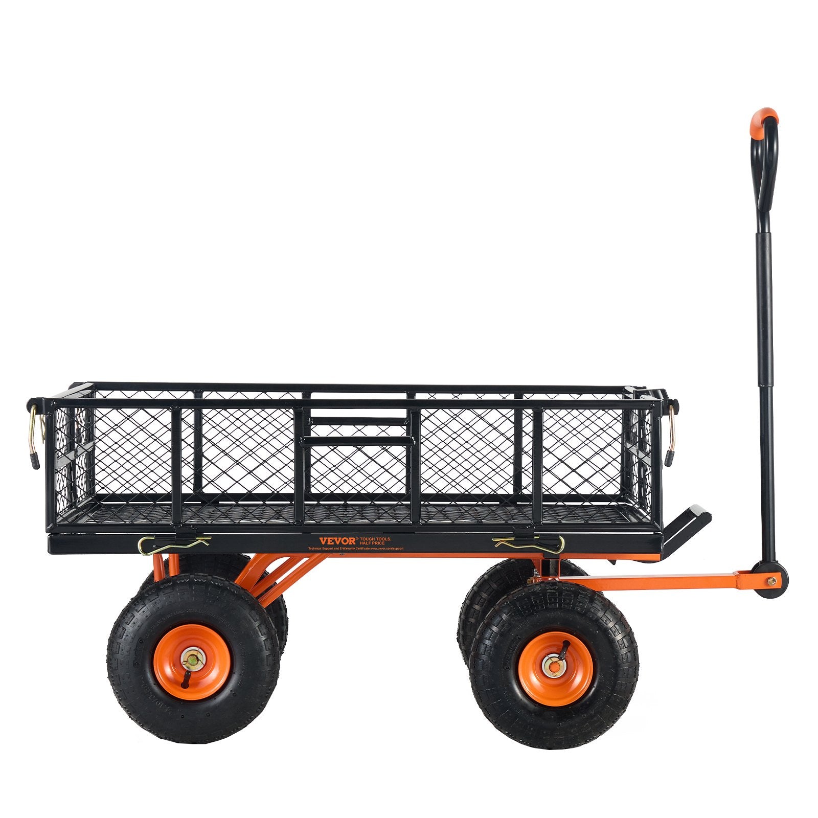 VEVOR Dump Cart Metal Garden Wagon 400 Lbs Capacity 2-In-1 Handle 10-Inch Tires