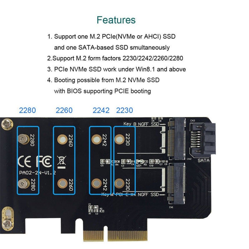 M.2 SSD Adapter Expansion Card PCIe Converter
