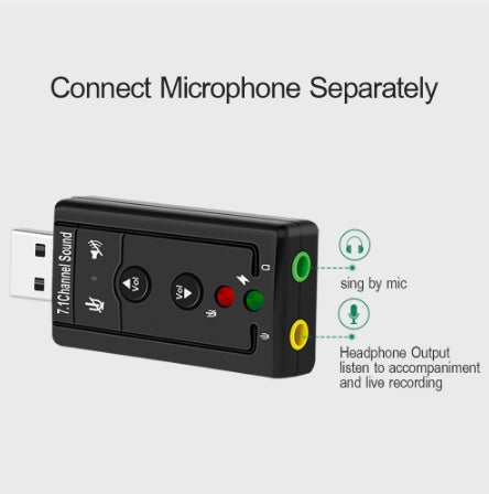 7.1 USB External Sound Card 3.5mm Audio Adapter Microphone