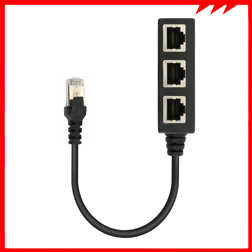 Cat6 Network Cable Adapter One Male Three-Way Connecting Cable