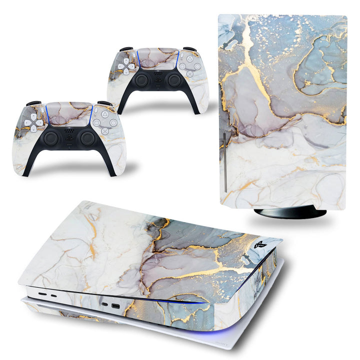 PS5 White Vinyl Stickers Console Controller Skins Disk Decals