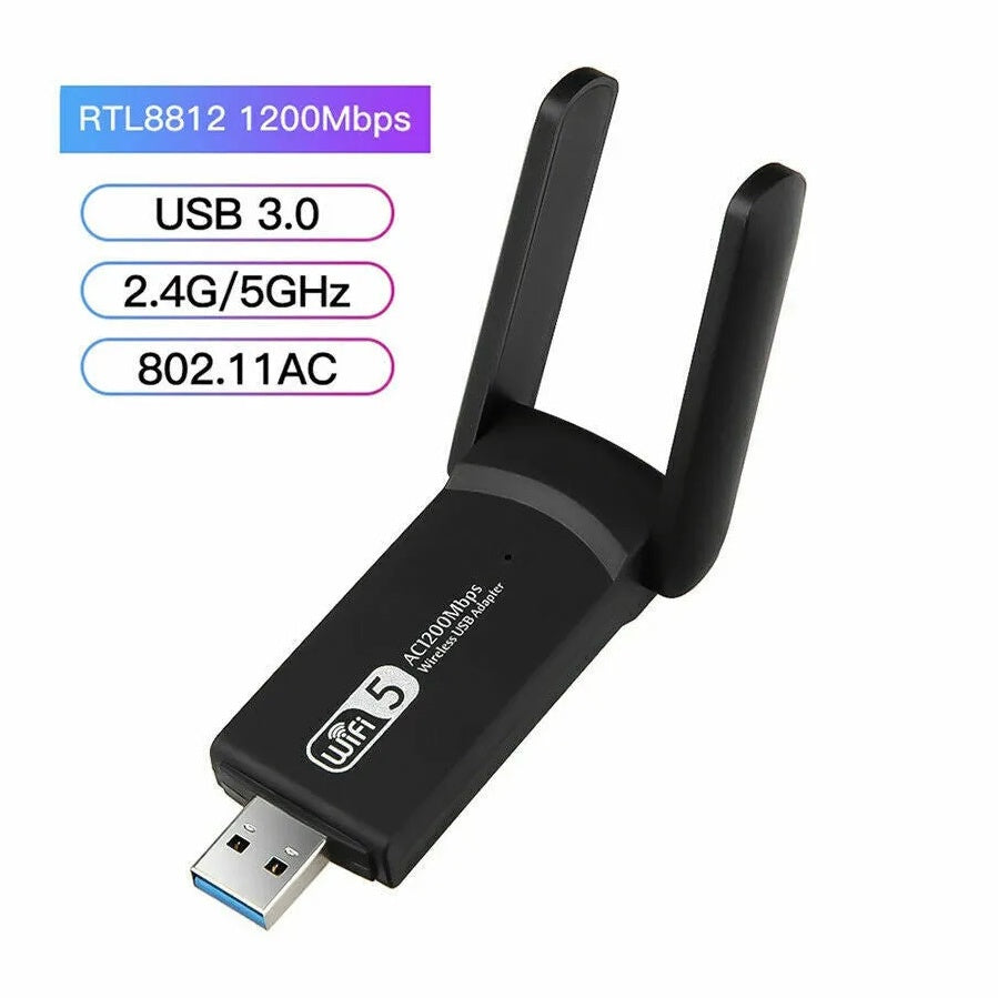AC1200 Dual Band 1200Mbps USB 3.0 WiFi Adapter Long Range Antennas