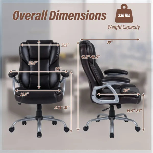 Ergonomic Executive Office Chair Adjustable Height Recline Brown
