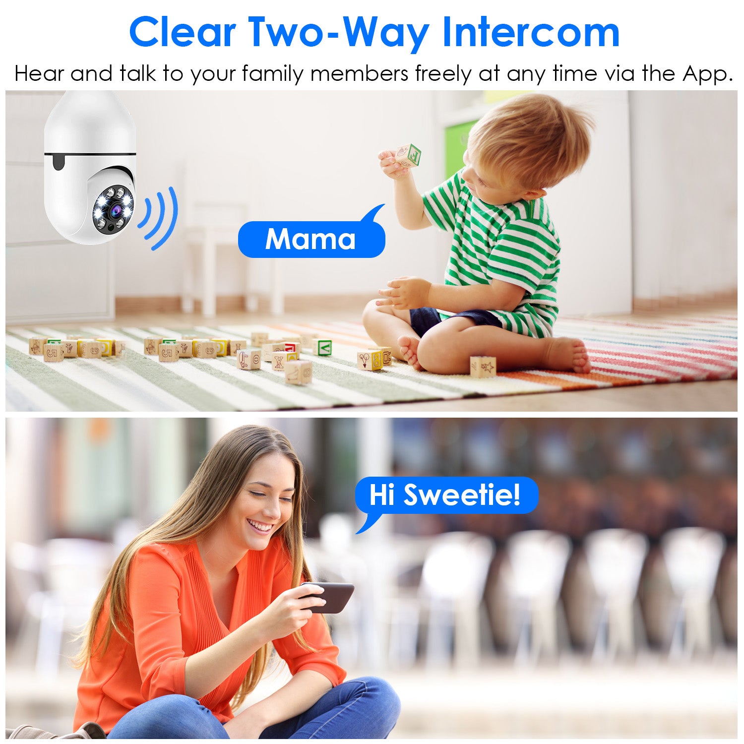 E27 WiFi Bulb Camera 1080P Pan Tilt Security Camera