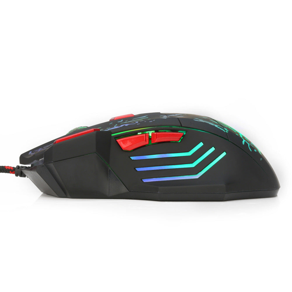 Water Crack Colorful Luminous Game Wired Mouse