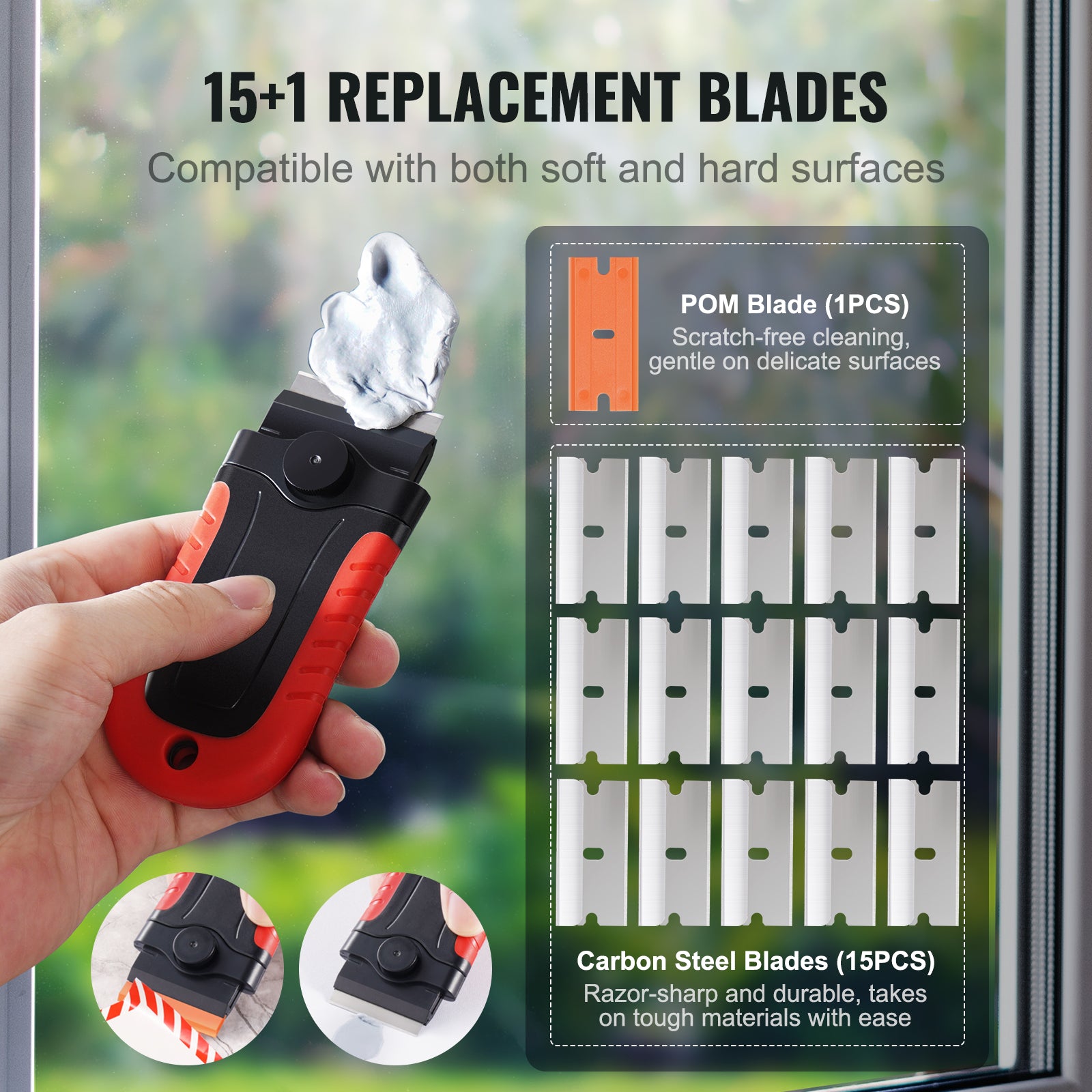 VEVOR Razor Blade Scraper Locking Tool 15 Blades Safety Cap