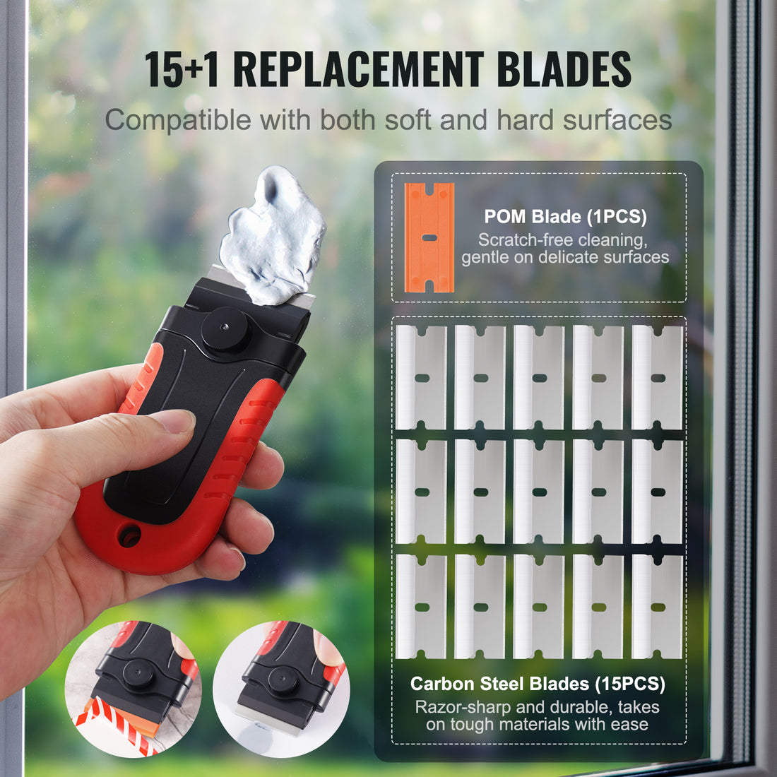 VEVOR Razor Blade Scraper Locking Tool 15 Blades Safety Cap