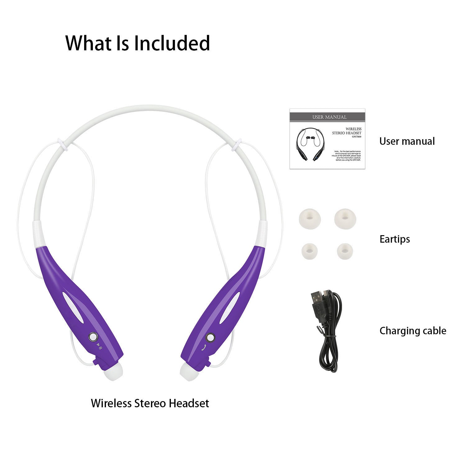 Wireless Sport Neckband Earbuds IPX4 Waterproof With Mic