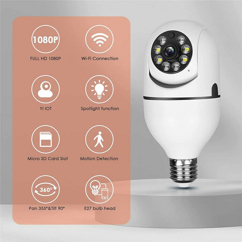 E27 Light Bulb 1080P HD WiFi Security Camera