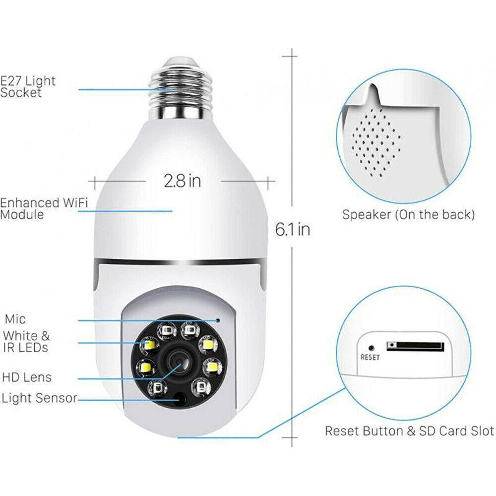 E27 Light Bulb 1080P HD WiFi Security Camera