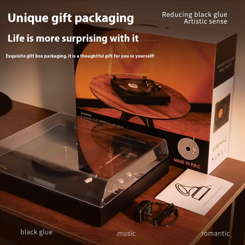 Retro Bluetooth Vinyl Record Player Phonograph Integrated Audio System