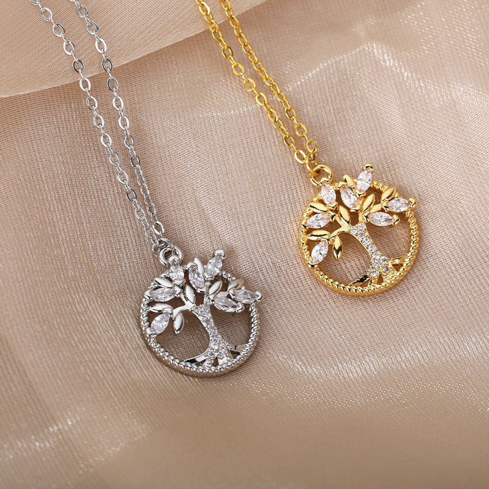Tree Of Life Rhinestone Necklace Pendant Fashion Jewelry Gift
