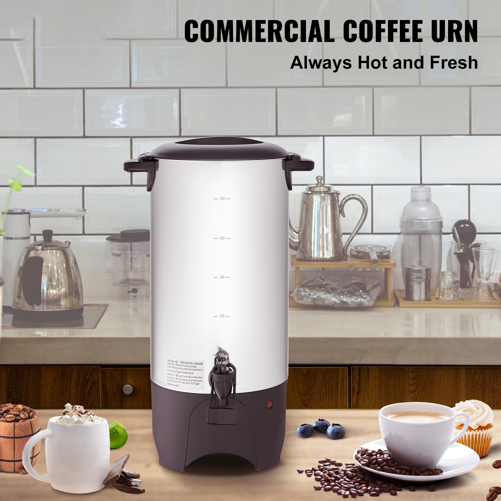 VEVOR 50-Cup Stainless Steel Commercial Coffee Urn Fast Brew Dispenser