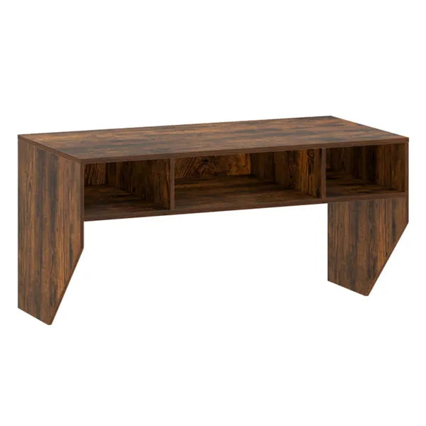 Rustic Brown Wall Mounted Floating Computer Desk 3 Cube Storage