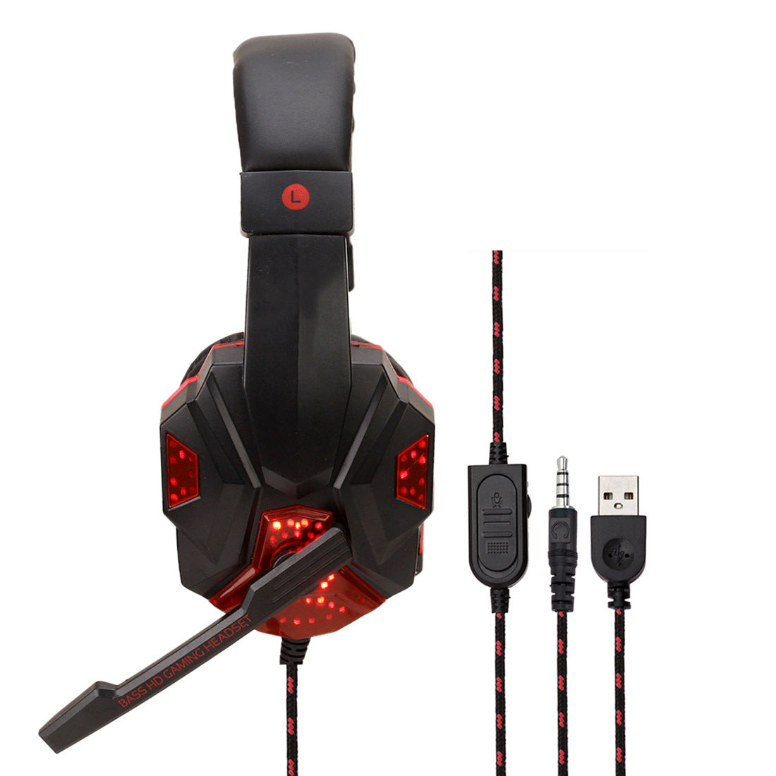 7.1 Wire-controlled Headset Light-emitting Headphones