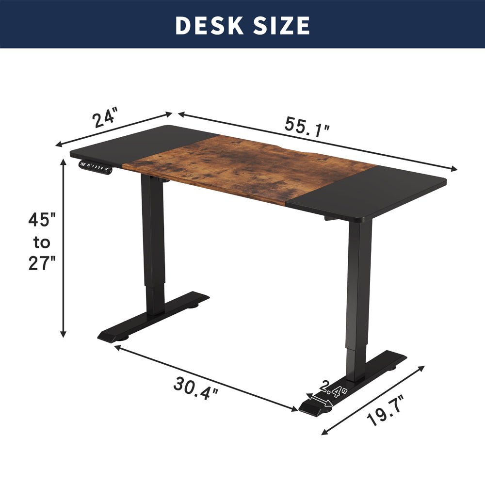 Electric Height Adjustable Standing Desk Home Office Gaming Table Lift Up Desk