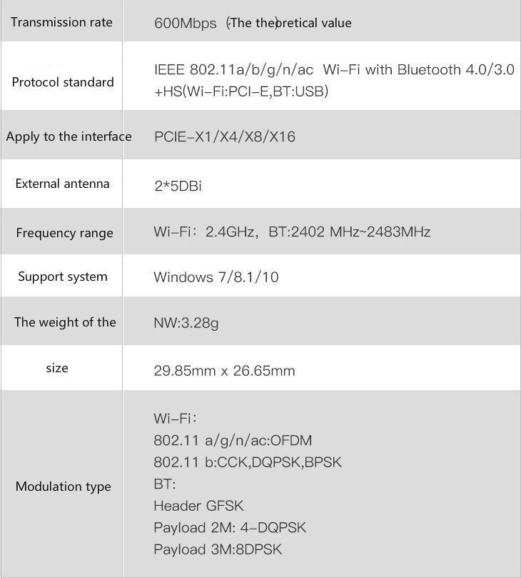 Dual Band PCI E Wireless Network Card Adapter
