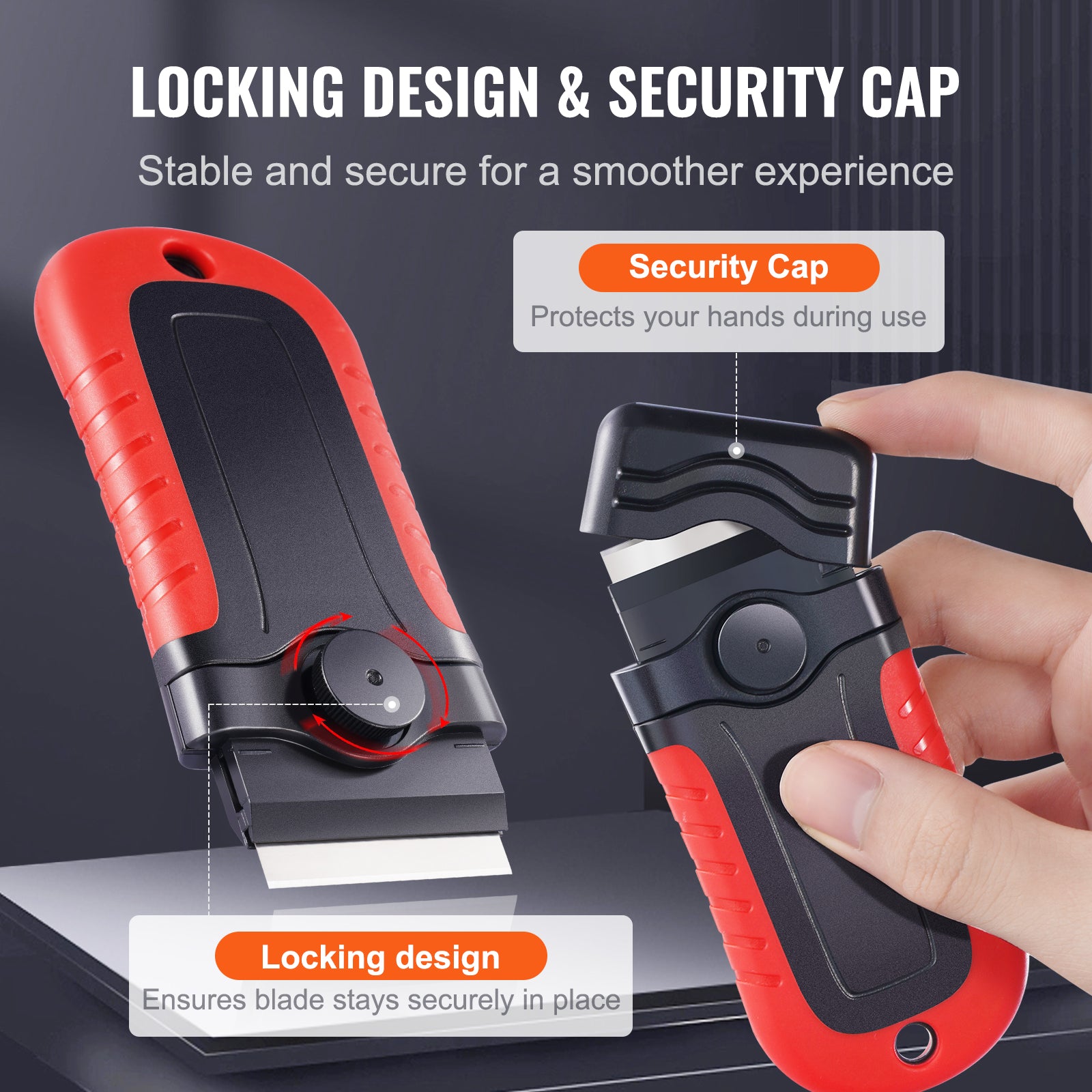VEVOR Razor Blade Scraper Locking Tool 15 Blades Safety Cap