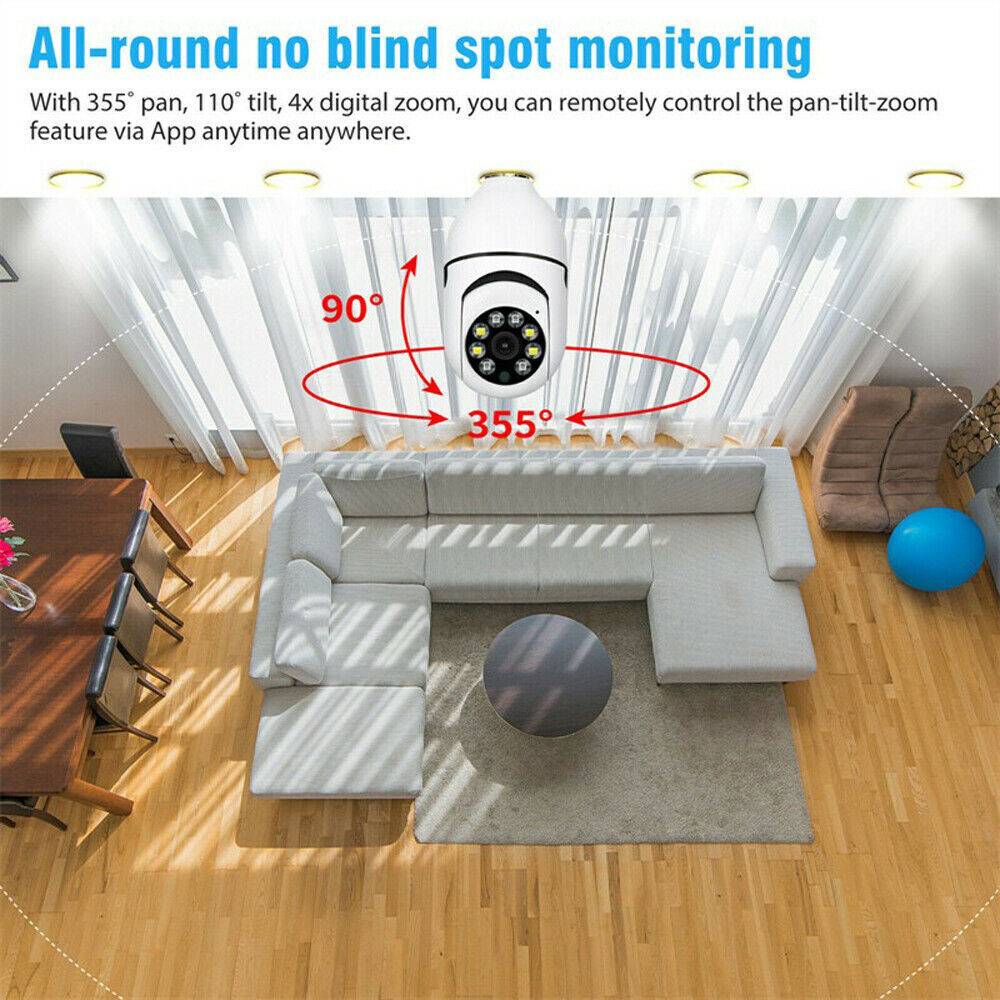E27 Light Bulb 1080P HD WiFi Security Camera
