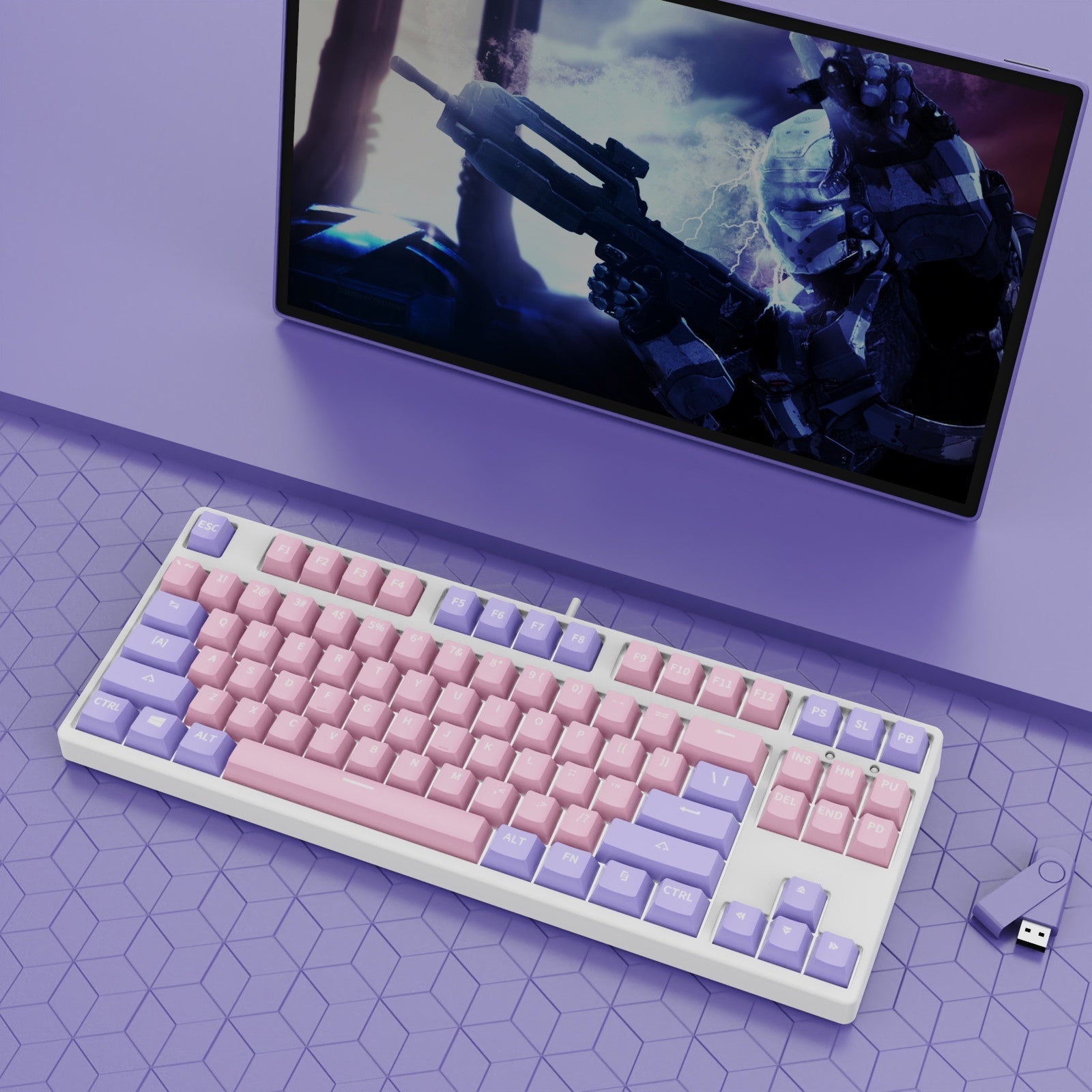 87 Key Wired Two Colors Mechanical Keyboard