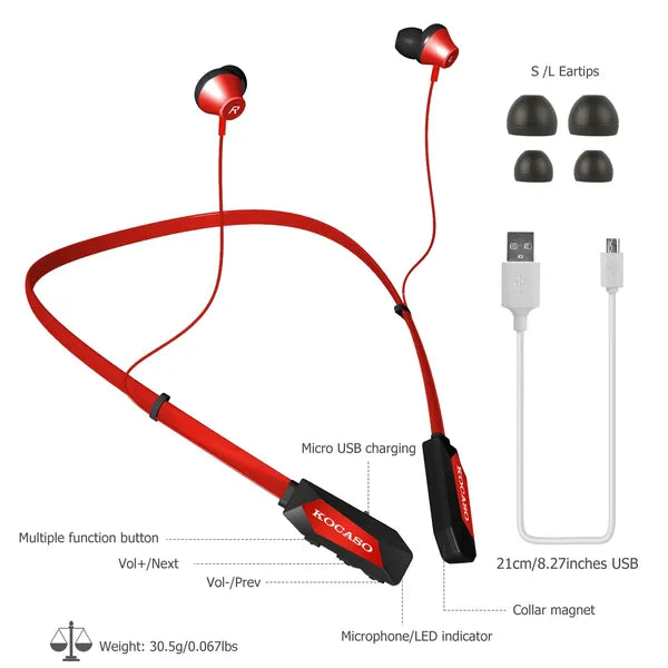 Wireless V4.2 Neckband Sport Headphones Sweatproof Magnetic Stereo Earbuds
