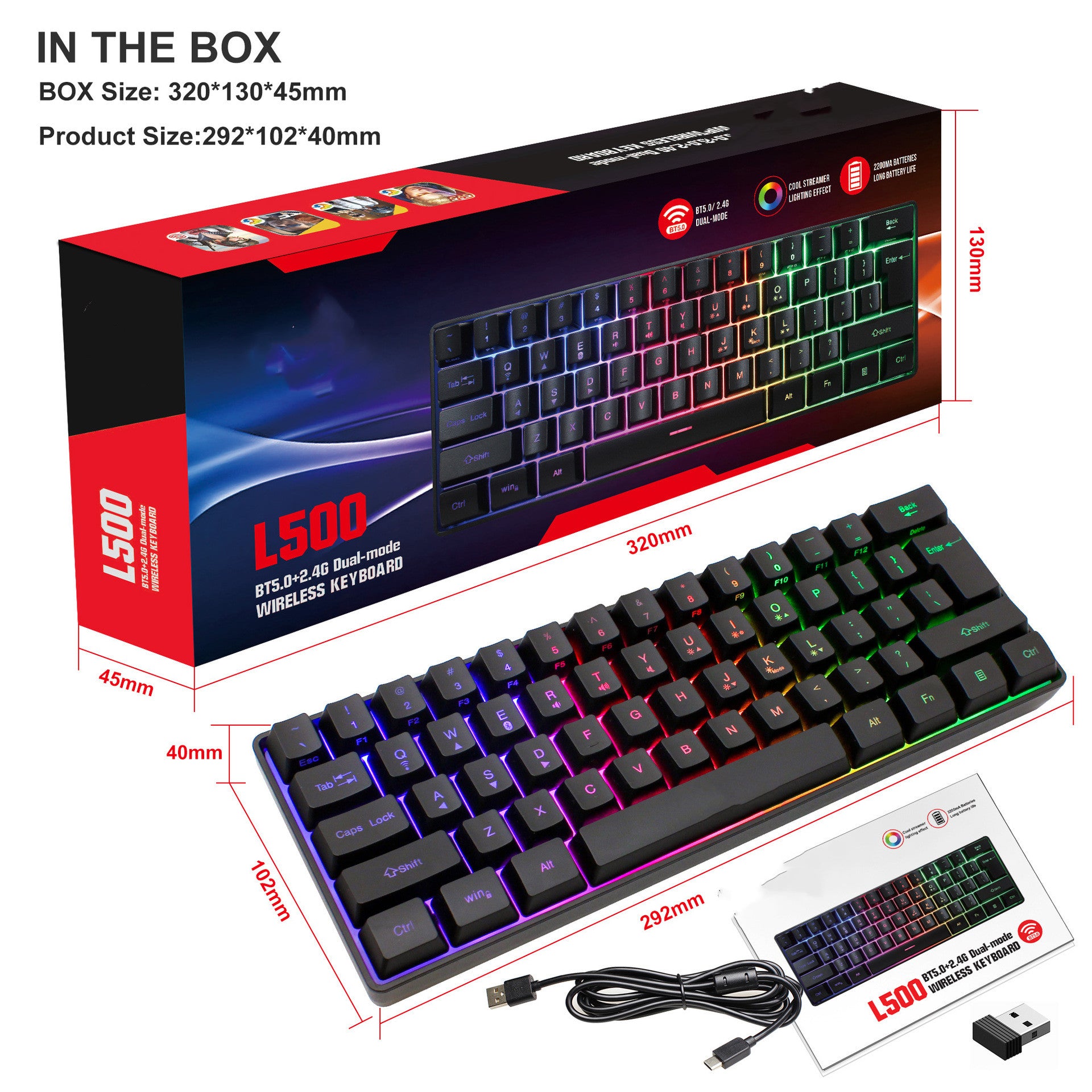 RGB Lighting 61 Keys Wired Gaming Keyboard