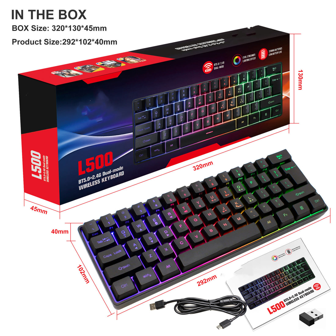 RGB Lighting 61 Keys Wired Gaming Keyboard