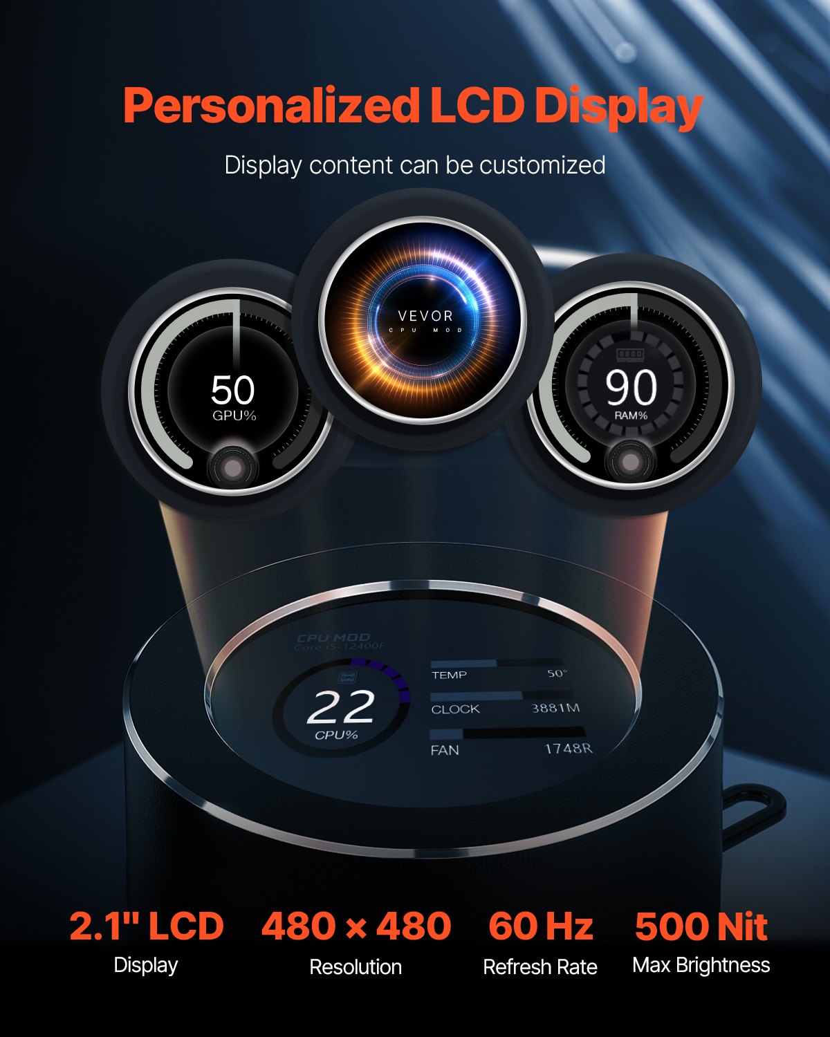AIO CPU Liquid Cooler 3 PWM 120mm Fans Intel AMD
