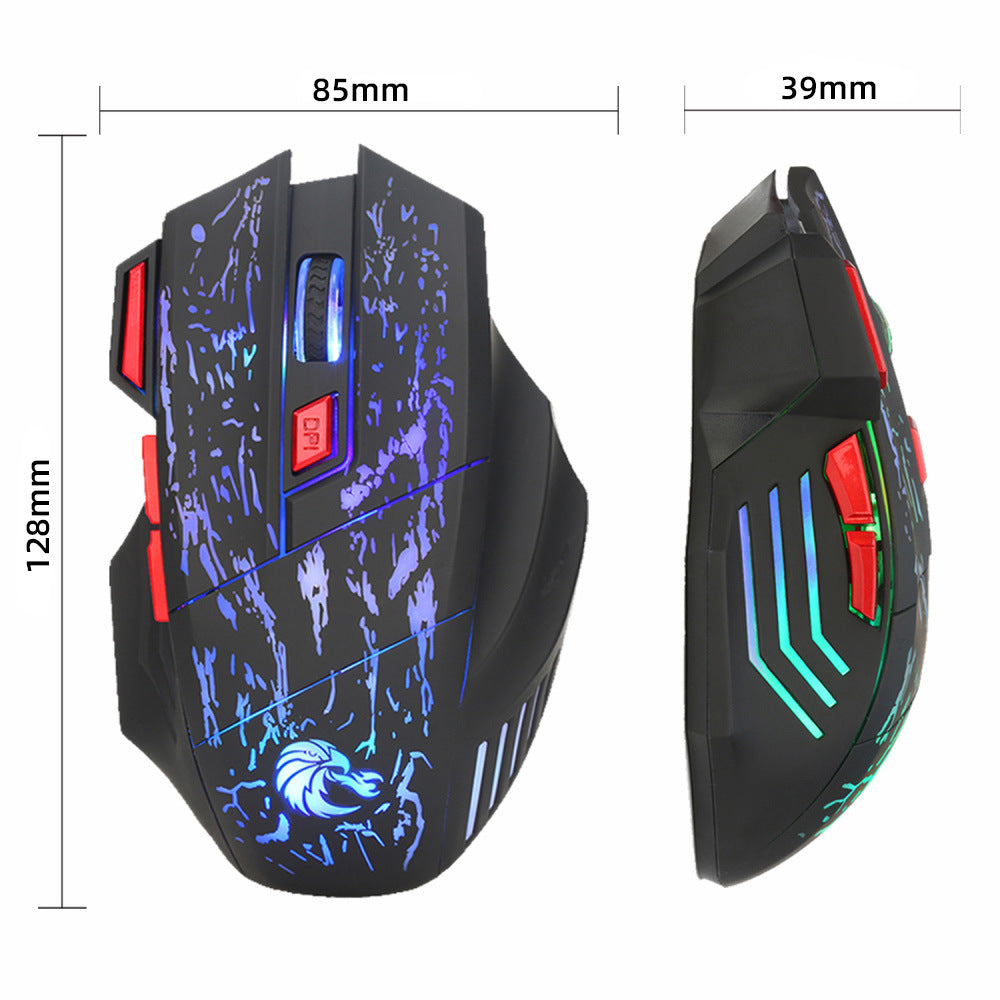 Water Crack Colorful Luminous Game Wired Mouse