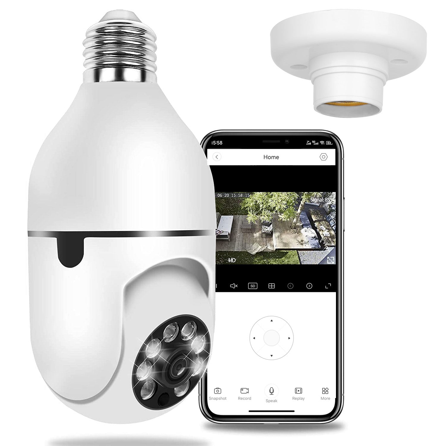 E27 WiFi Bulb Camera 1080P Pan Tilt Security Camera