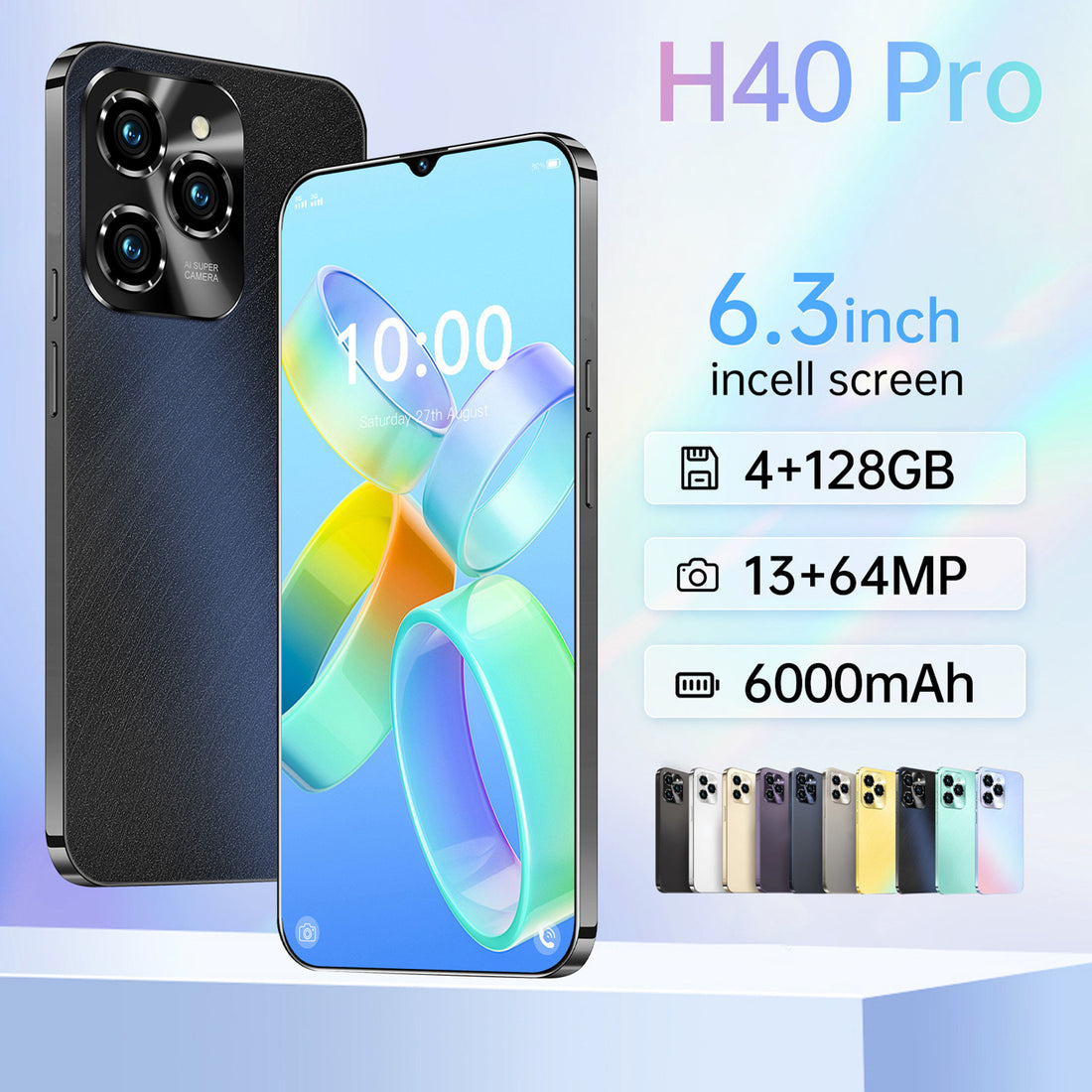 HOT40 Unlocked Smartphone 4GB 128GB Android Dual SIM 4G 6.3-Inch