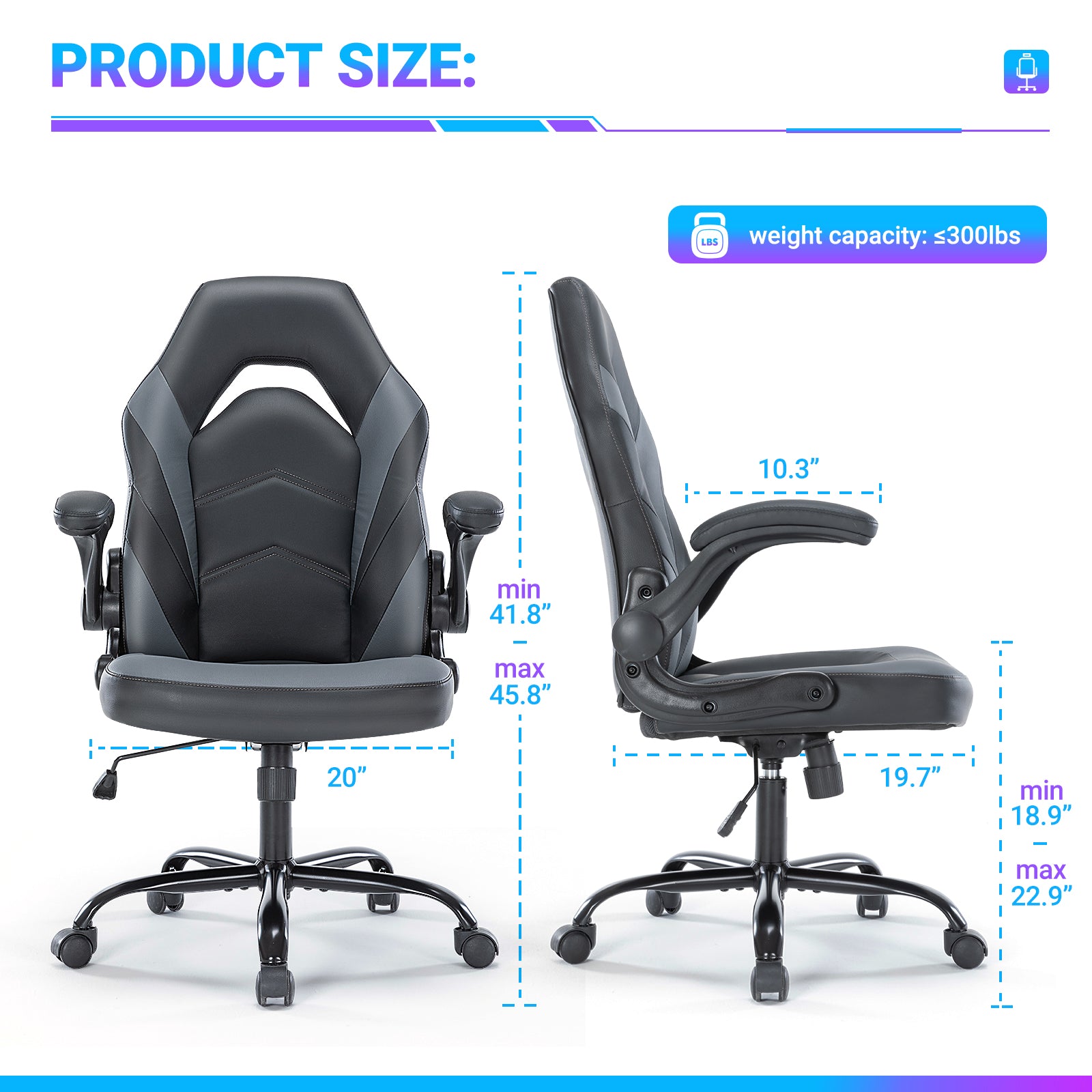 PU Leather Ergonomic Office Gaming Chair Lumbar Support Swivel