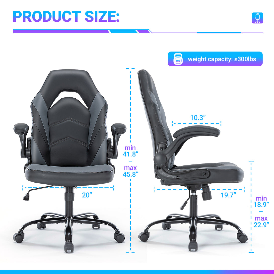 PU Leather Ergonomic Office Gaming Chair Lumbar Support Swivel