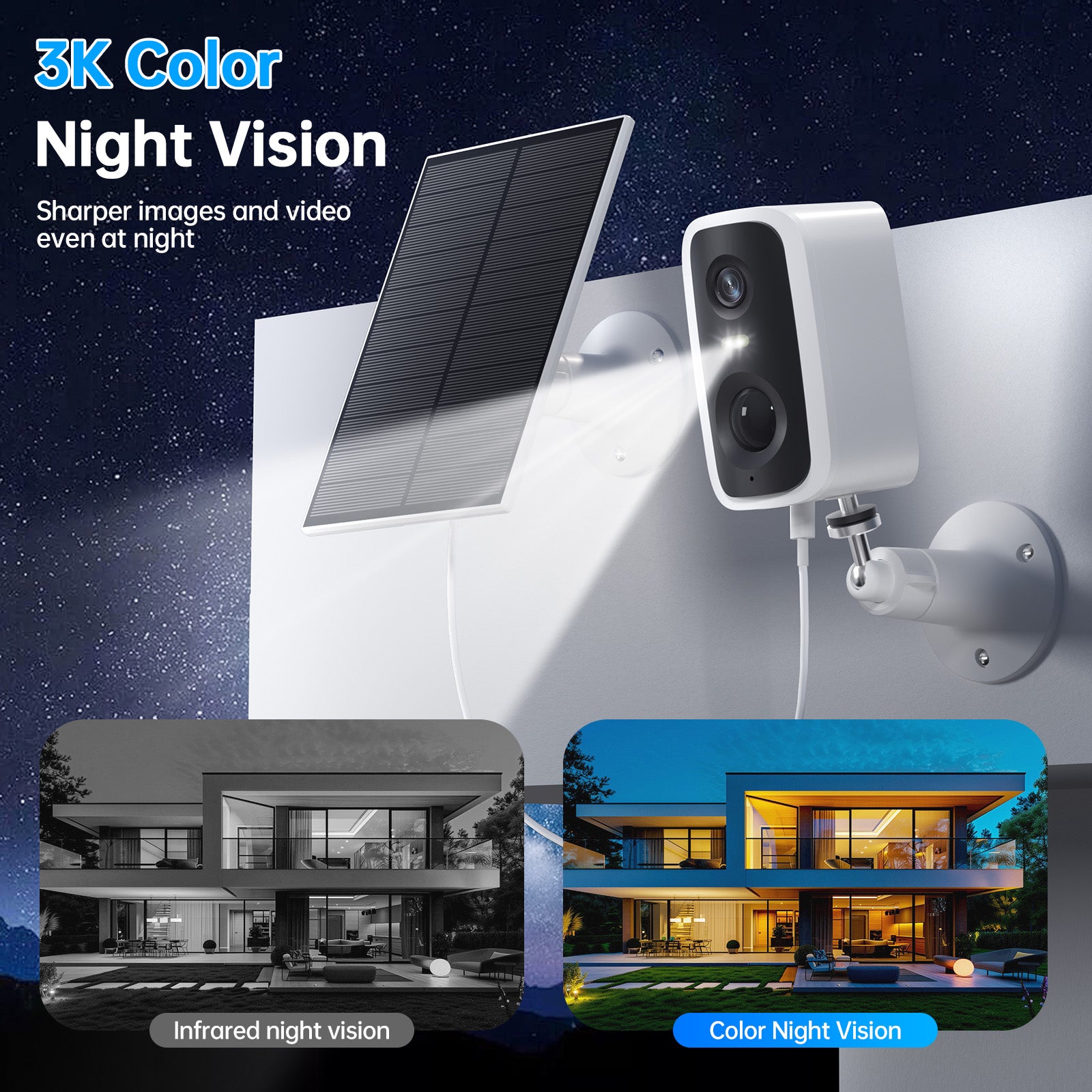 Solar Battery WiFi 2K CCTV Camera Human Detection Waterproof Mini Security Camera
