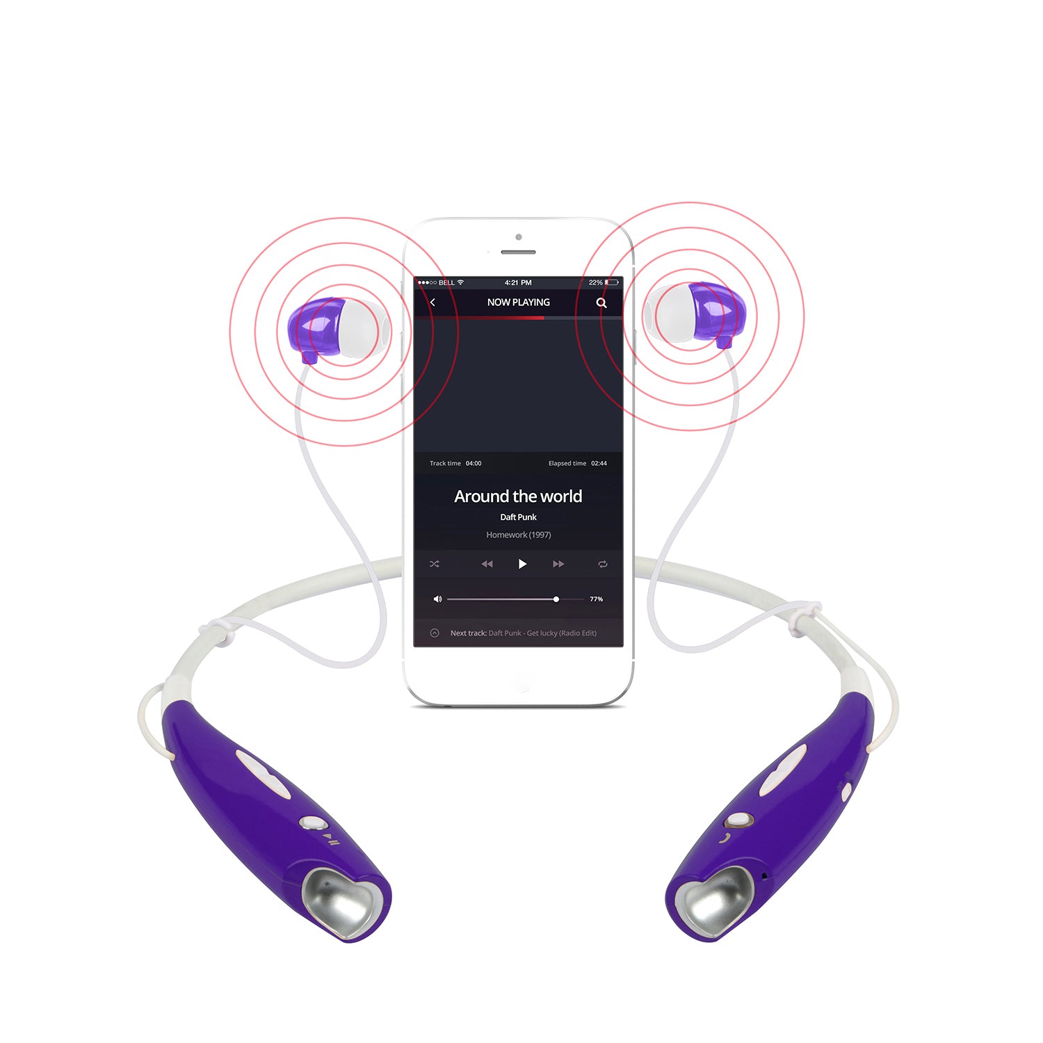 Wireless Sport Neckband Earbuds IPX4 Waterproof With Mic