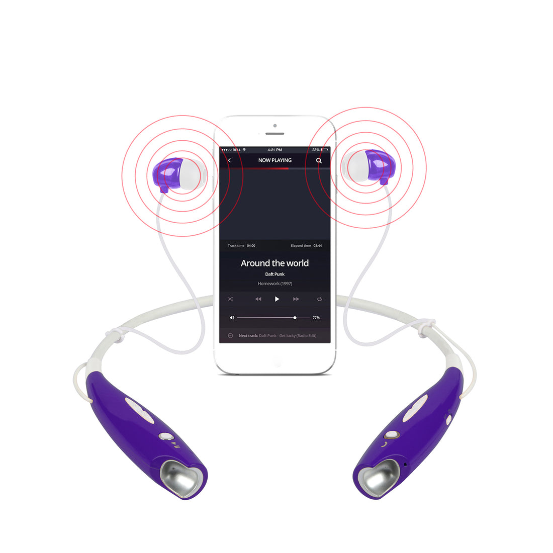 Wireless Sport Neckband Earbuds IPX4 Waterproof With Mic