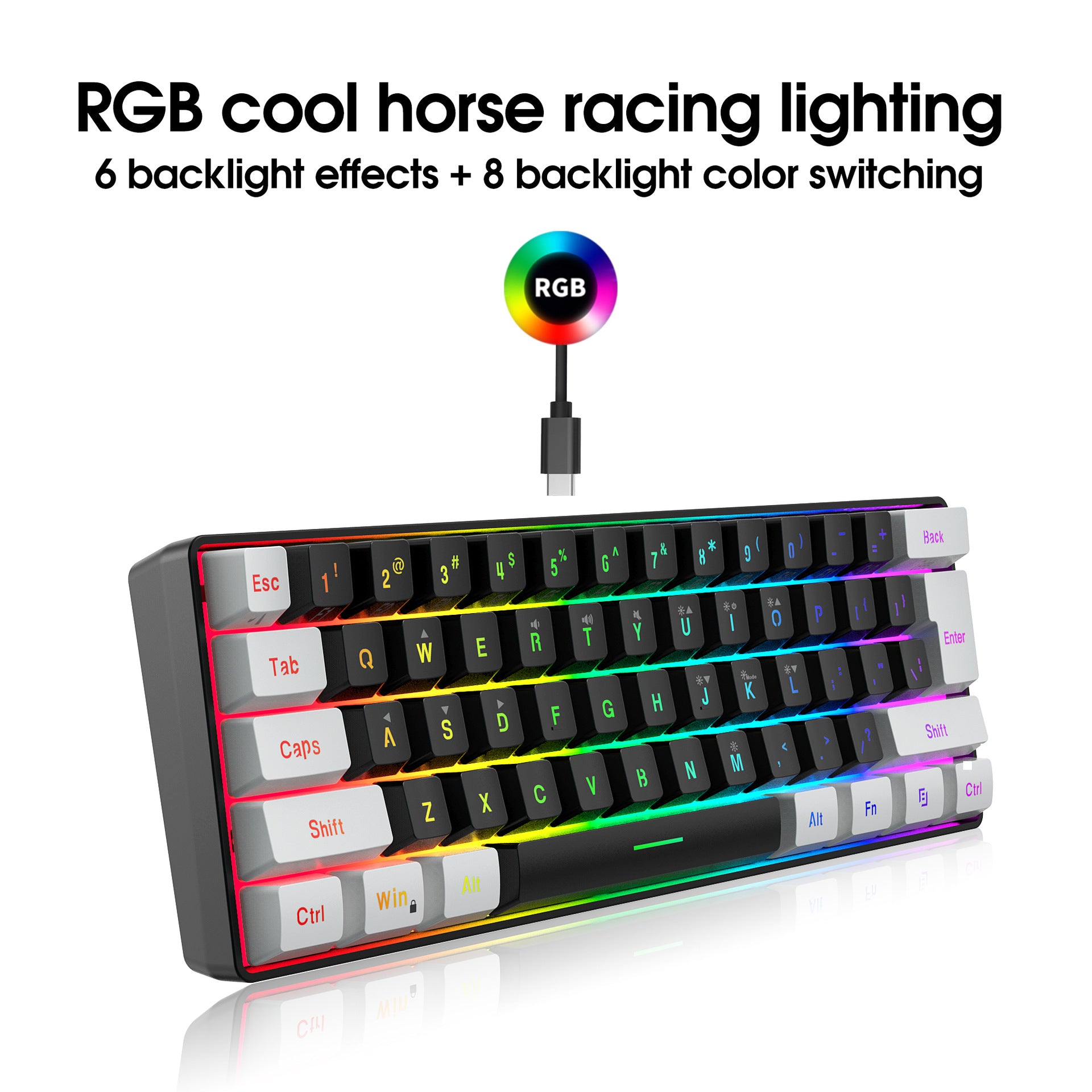RGB Lighting 61 Keys Wired Gaming Keyboard
