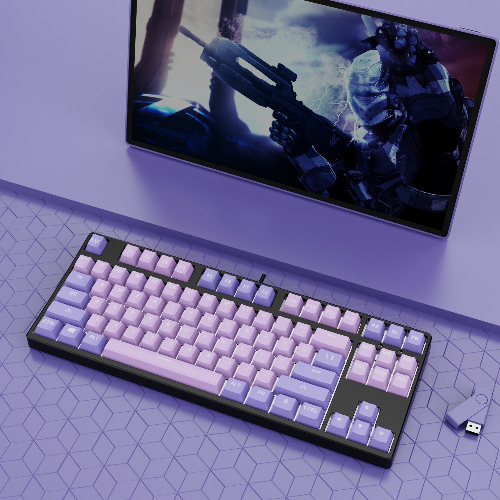 87 Key Wired Two Colors Mechanical Keyboard