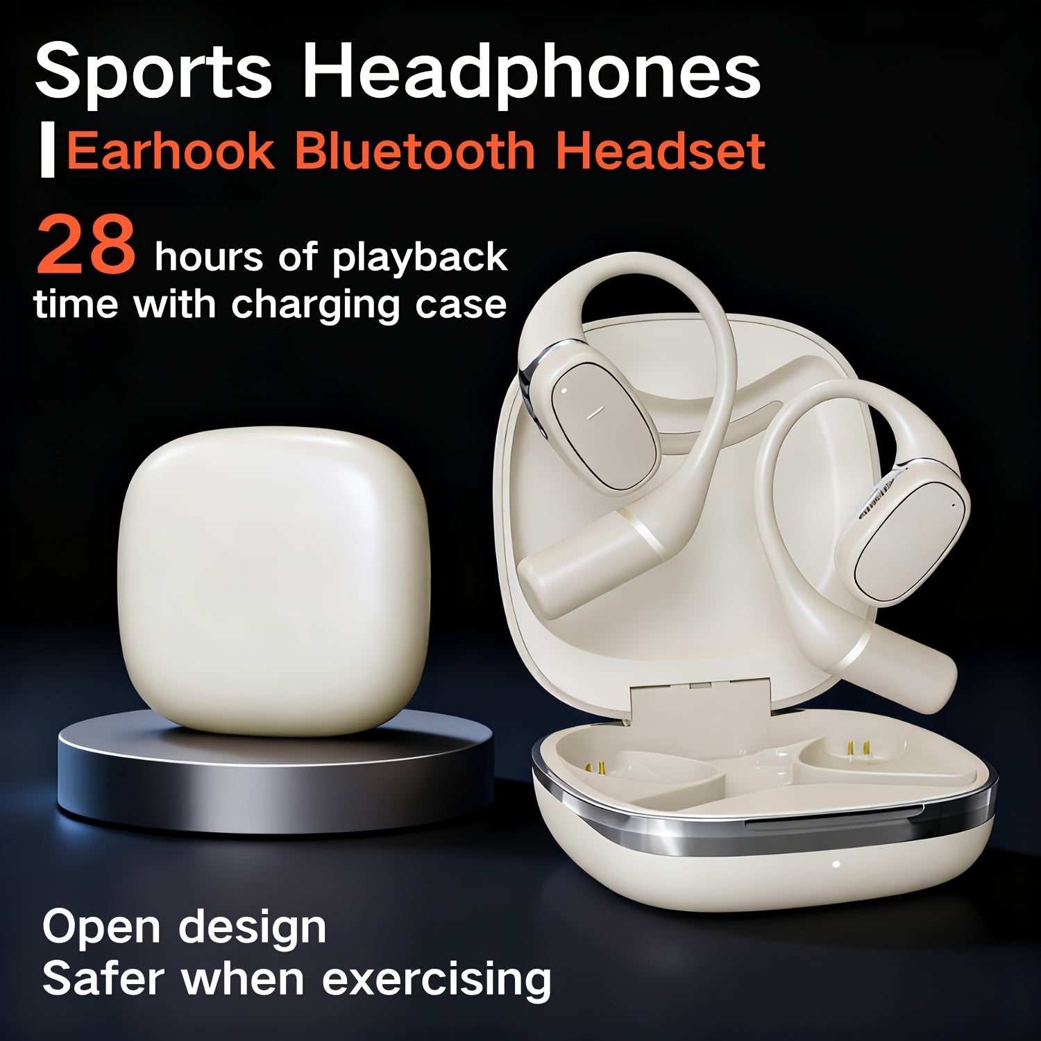 OWS 5.3 Open-Ear Wireless Earbuds Stereo Sports 8H Playtime LED Display Case