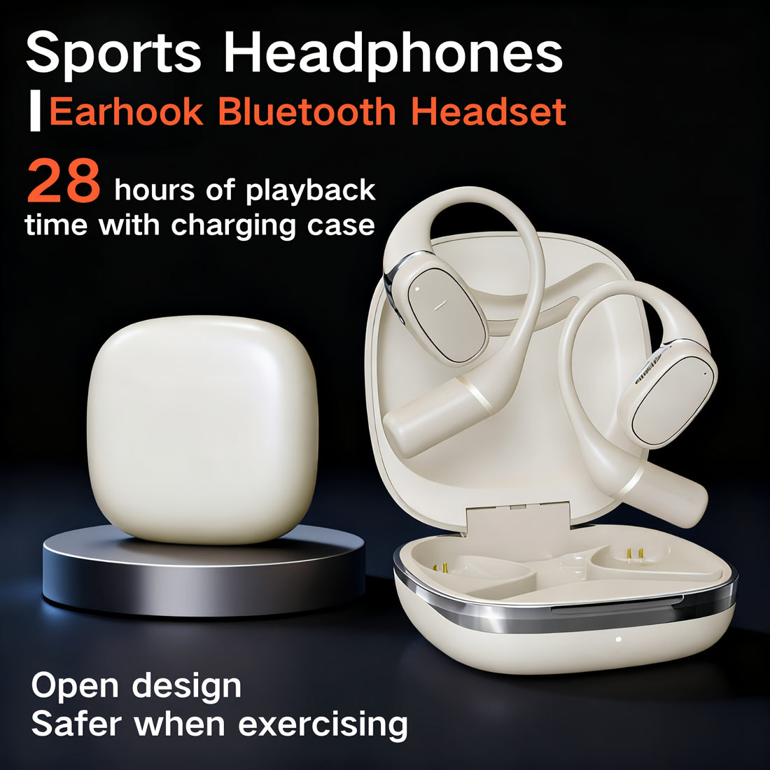 OWS 5.3 Open-Ear Wireless Earbuds Stereo Sports 8H Playtime LED Display Case