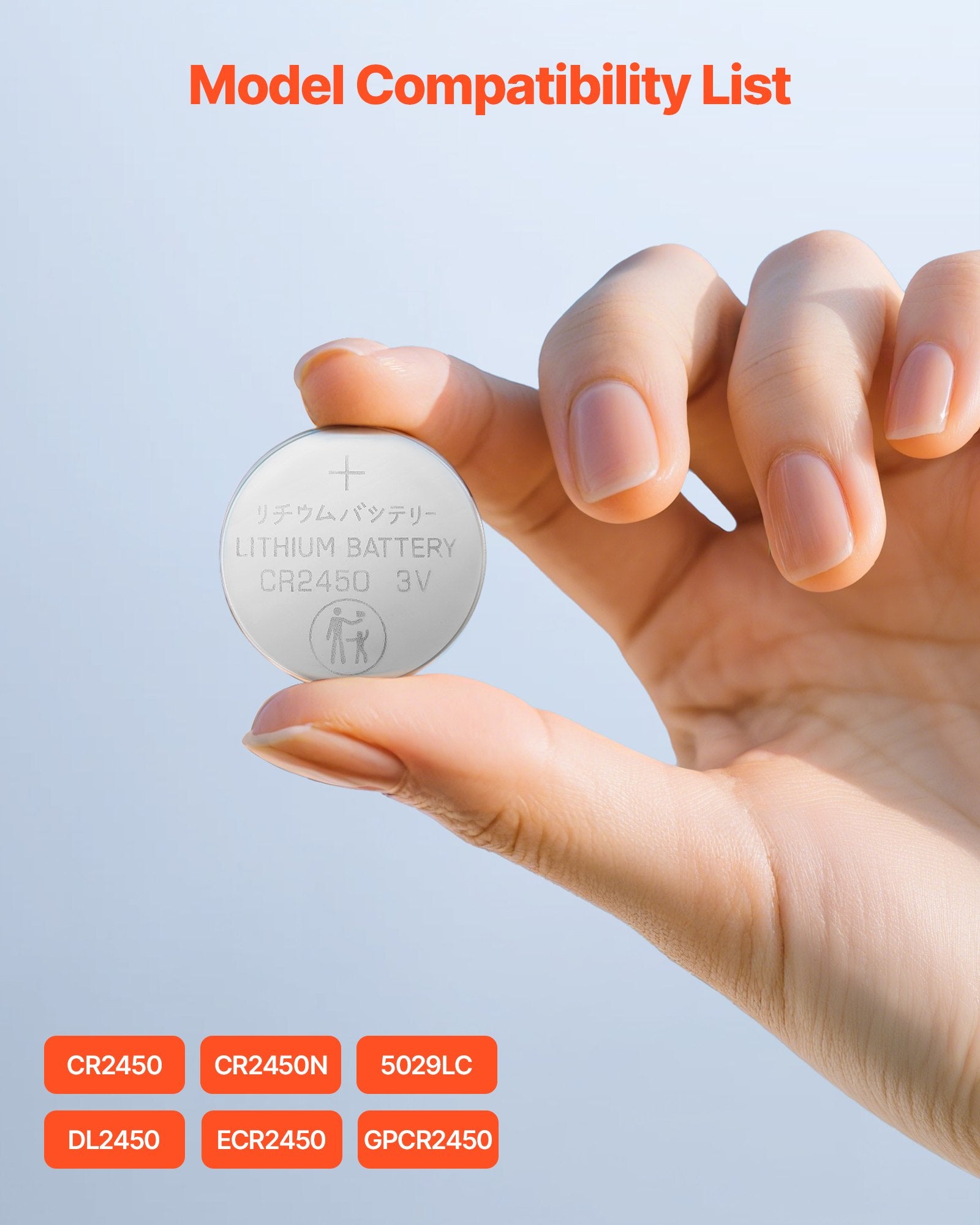 CR2450 Lithium Coin Battery 3V 20-Pack Long Lasting Non-Mercury Cell Batteries