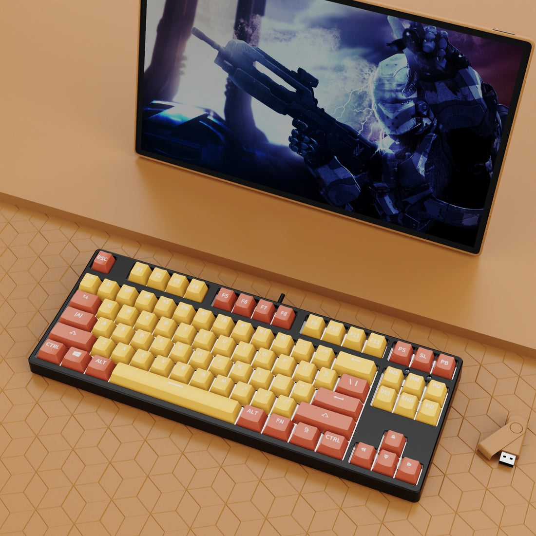 87 Key Wired Two Colors Mechanical Keyboard