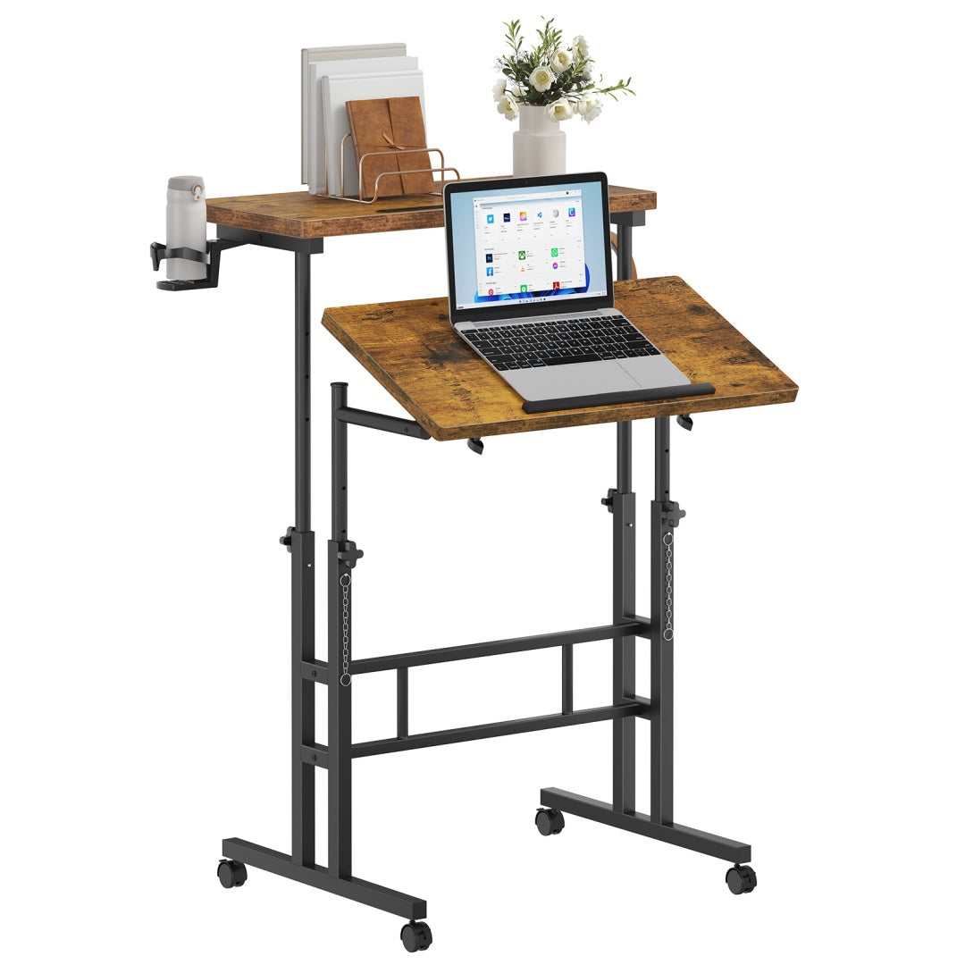 Rotating Adjustable Height Standing Desk Mobile Sit Stand Worktable