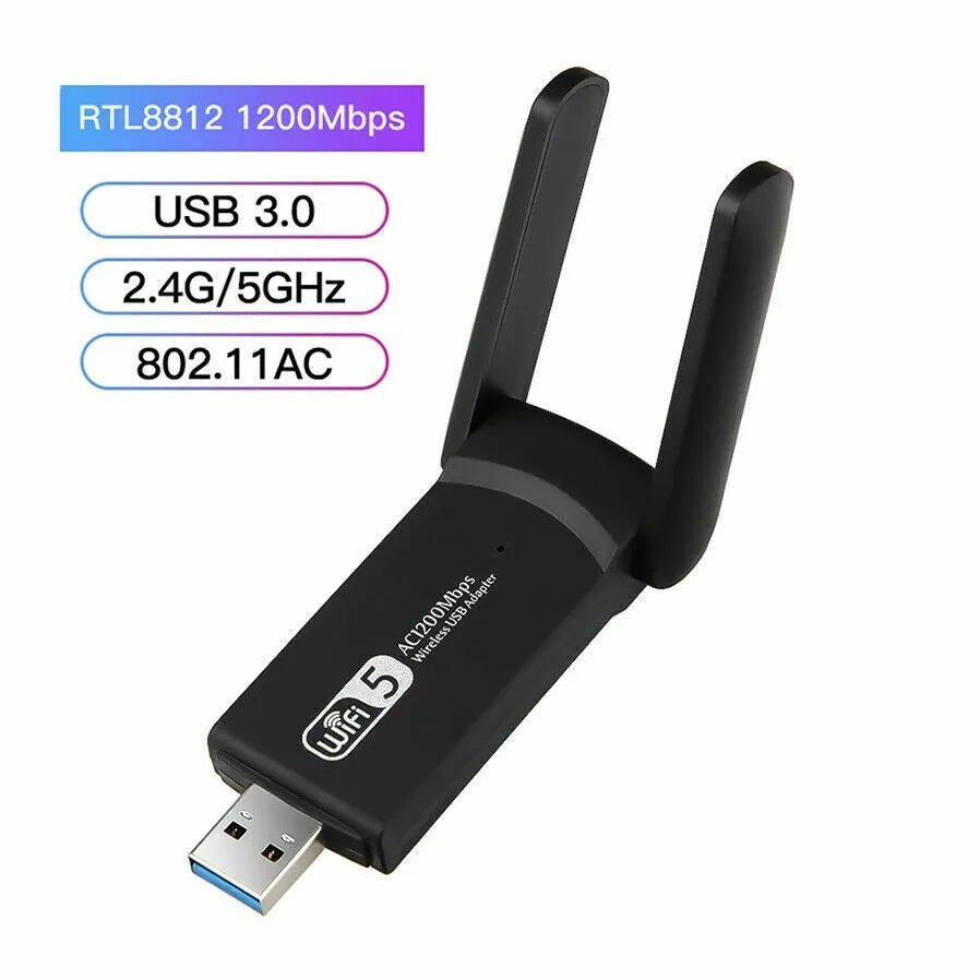 AC1200 Dual Band 1200Mbps USB 3.0 WiFi Adapter Long Range Antennas